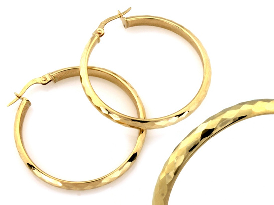 Kolczyki złote koła szerokie zdobione 25mm