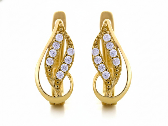 Kolczyki złote angielskie z cyrkoniami