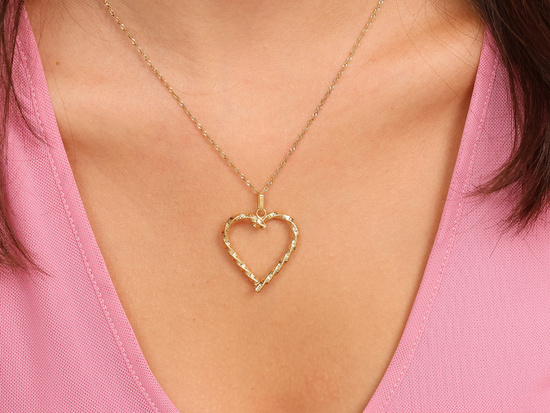 Zawieszka złota duże serce kontury wisiorek