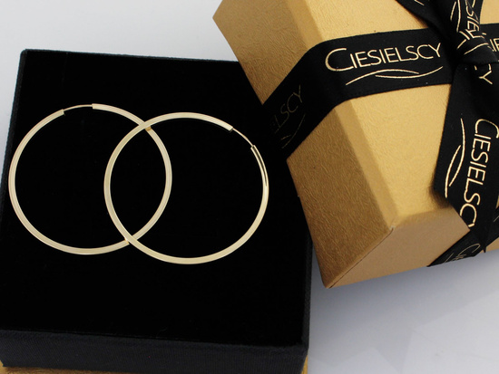 Złote kolczyki koła błyszczące szarniry 40mm