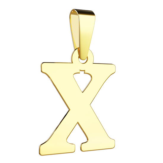 Złota literka X - zawieszka 585