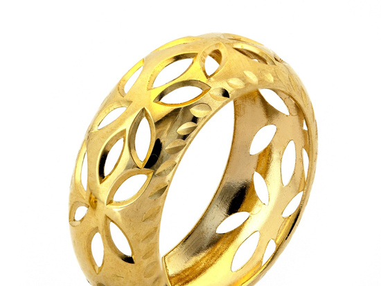 Kolczyki złote szerokie ażurowe kółka angielskie 21mm