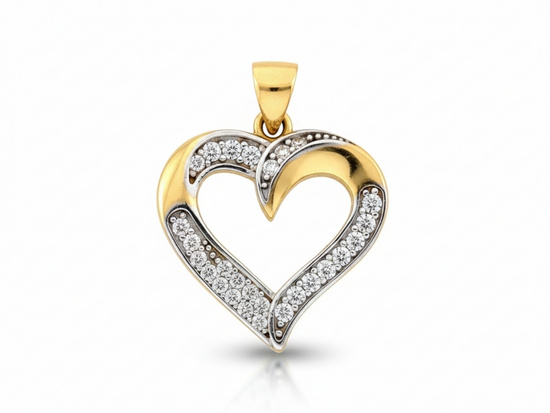 Złote serce z cyrkoniami na łańcuszek