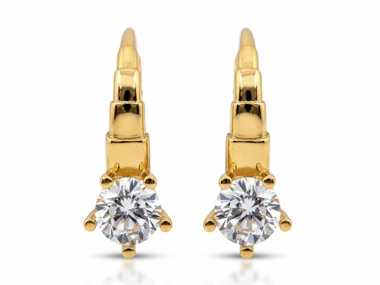 Kolczyki złote angielskie klasyczne z cyrkoniami