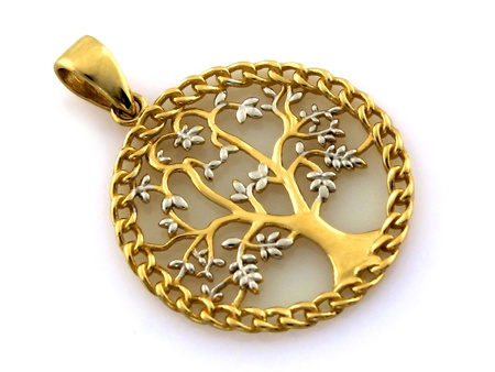 Zawieszka złota okrągła drzewko szczęścia