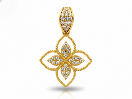 Złota zawieszka kwiatek z cyrkoniami