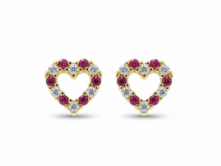 Subtelne złote kolczyki serce wysadzane cyrkoniami