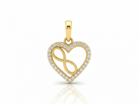 Zawieszka złota serce z nieskończonością z cyrkoniami