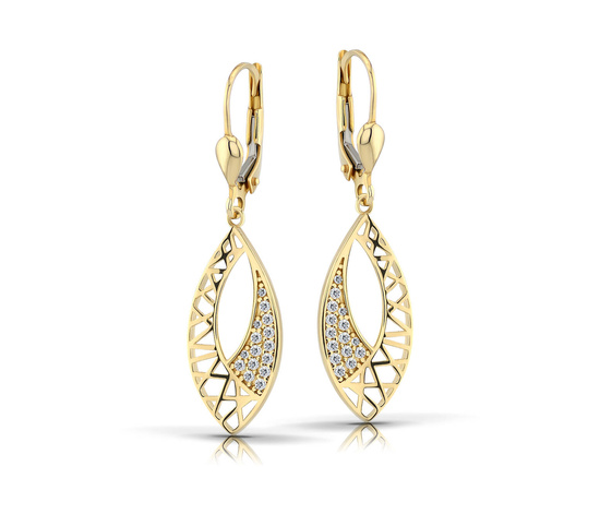 Złote kolczyki 585 ażurowe - wiszące 