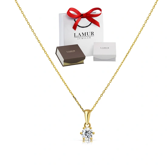 Złoty naszyjnik 585 - klasyczny z cyrkonią