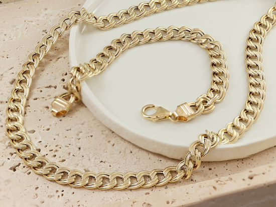 Złota bransoletka z dużych podwójnych ogniw