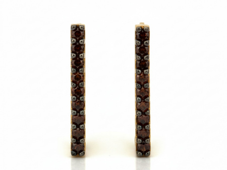 Oryginalne nowoczesne złote kolczyki z brązowymi cyrkoniami