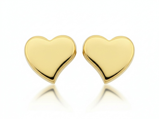 Kolczyki złote błyszczące serce na sztyfcie