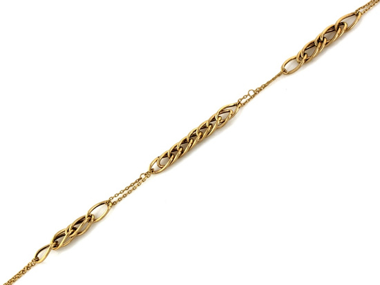 Złota bransoletka z łączonych łańcuchów