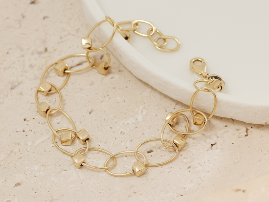 Modna złota bransoletka duże owalne ogniwa