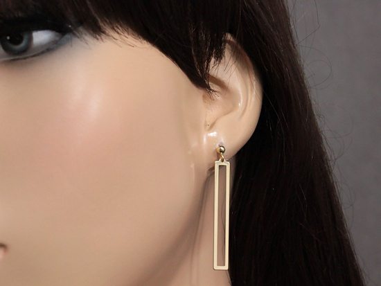 Kolczyki złote nowoczesne długie graficzne prostokąty