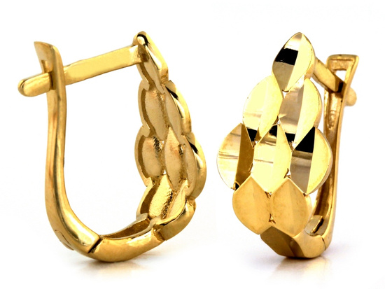 Kolczyki złote angielskie zapięcie błyszczące bez kamieni 