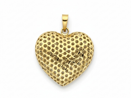 Złote serce ażurowe wypukłe zawieszka wisiorek