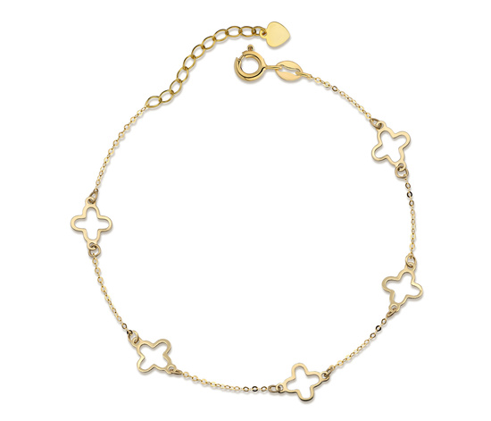 Złota bransoletka 585 - koniczynki