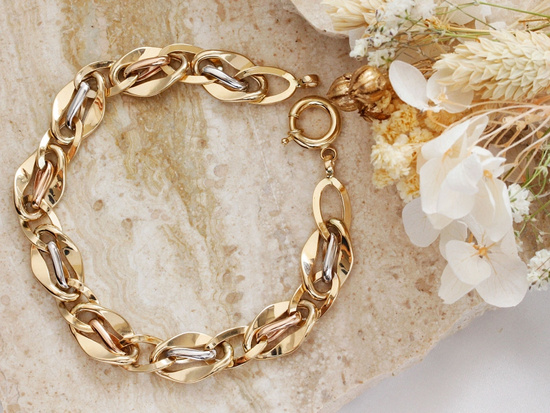 Bransoletka złota z błyszczących dużych ogniw