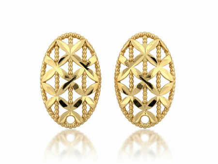 Kolczyki złote owalne ażurowe na sztyfcie
