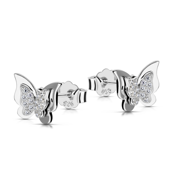 Zestaw srebrny 925 naszyjnik z kolczykami - motylki