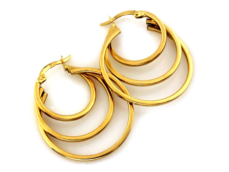 Kolczyki złote potrójne koła 32mm