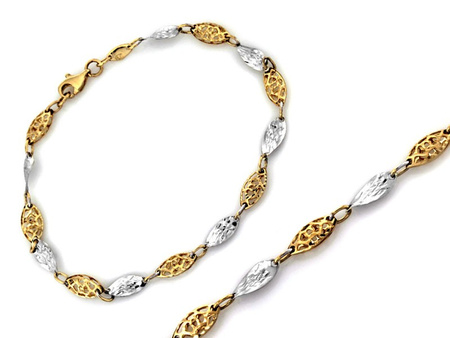 Dwukolorowa bransoletka z ażurowymi elementami