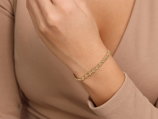 Bransoletka złota ażurowa taśma