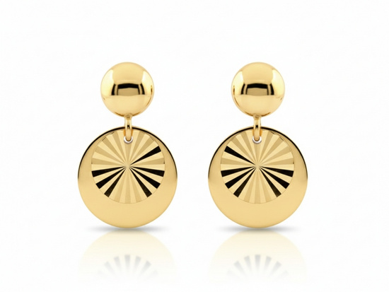 Złote kolczyki na sztyfcie dwie blaszki