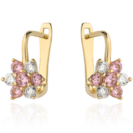 Złote kolczyki 585 dla dziewczynki - kwiatki