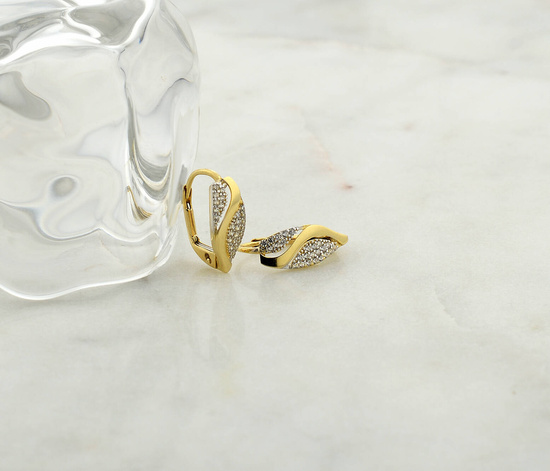 Złote kolczyki 585 z cyrkoniami - klasyczne