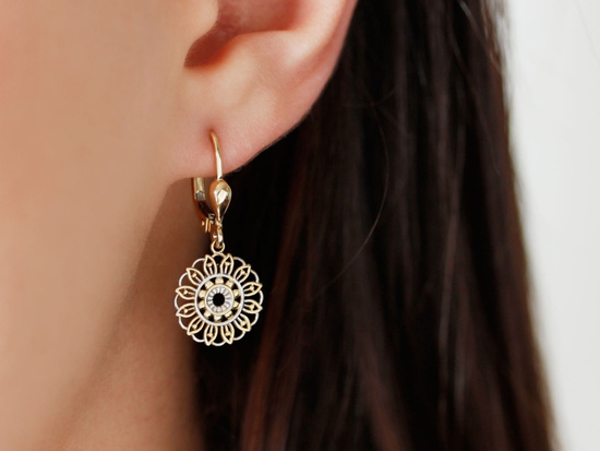 Kolczyki złote wiszące ażurowe okrągłe