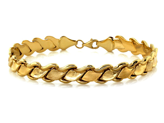 Bransoletka złota elementowa z satyną