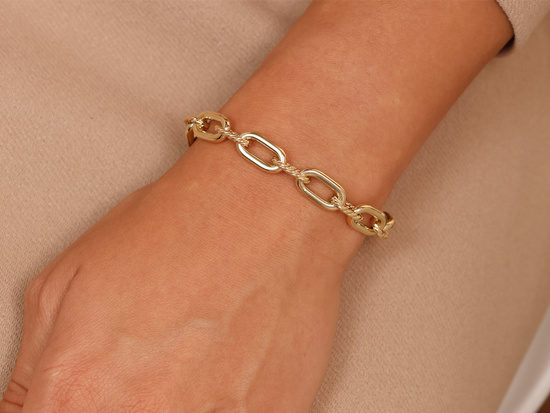 Złota bransoletka z dużych owalnych ogniw