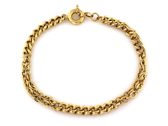 Złota bransoletka z różnorodnych łańcuszków