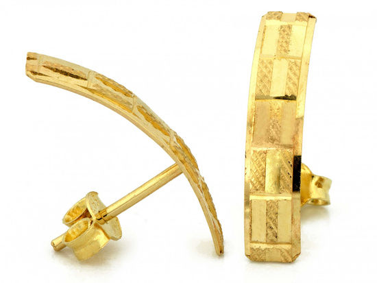 Kolczyki złote sztywna blaszka na sztyfcie