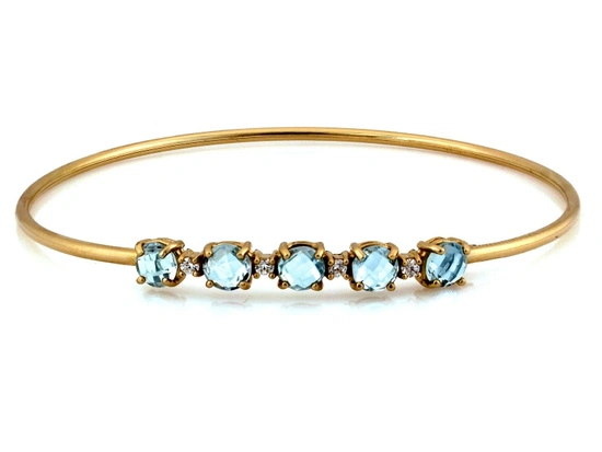 Bransoletka złota sztywna z topazami naturalnymi