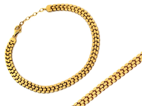 Złota bransoletka bez kamieni elementowa taśma