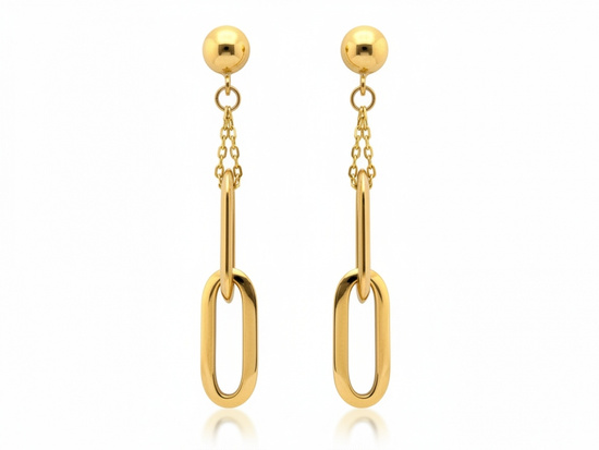 Kolczyki złote długie wiszące z dużymi ogniwami