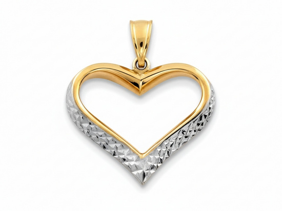 Diamentowana złota zawieszka serce