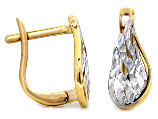 Kolczyki złote ażurowe skrzydło angielskie zapięcie