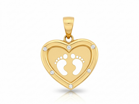 Zawieszka złota serce ze stópkami dla mamy