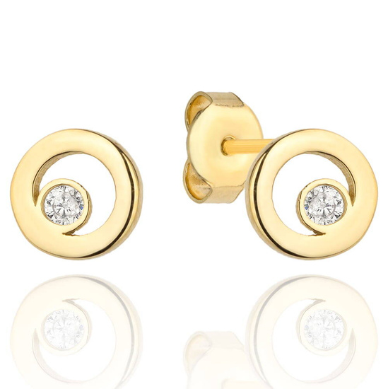 Złote kolczyki 585 - kółeczka z cyrkoniami