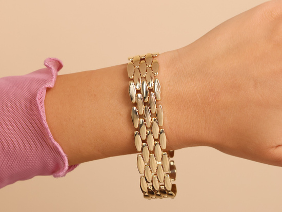 Bransoletka złota szeroka z ruchomych elementów