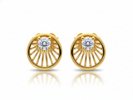 Kolczyki złote na sztyfcie z cyrkonią