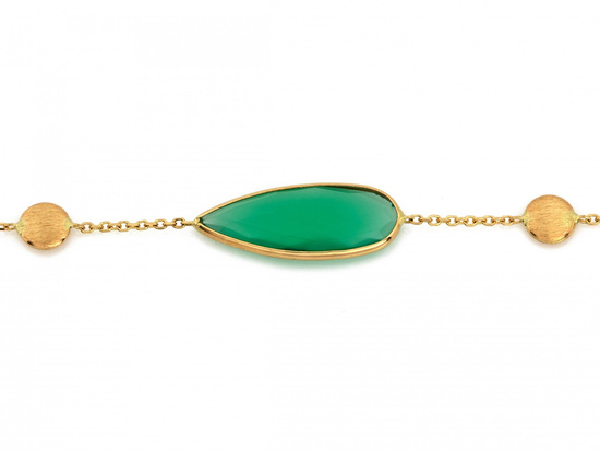 Bransoletka złota z zielonym agatem