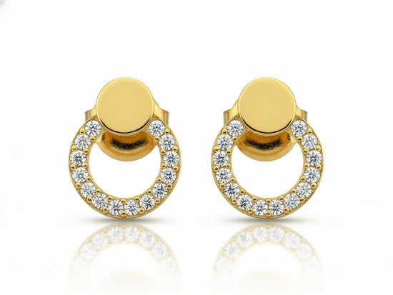 Złote kolczyki z cyrkoniami okrągłe