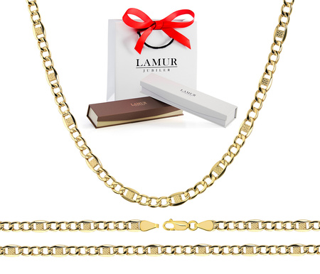 Złoty łańcuszek 585 Figaro z blaszkami