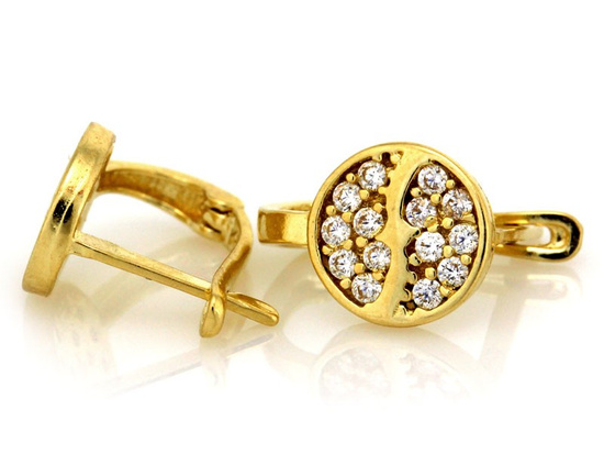 Kolczyki ze złota z cyrkoniami na angielskim zapięciu